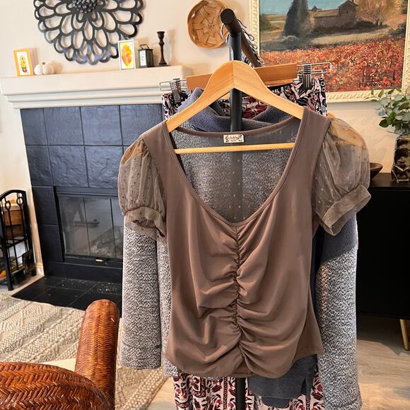 Revolve Free People Intimately Top Womens Size Small Taupe Blush Up Cami Ruched - Picture 16 of 16